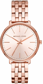 Michael Kors Pyper Three-Hand Rose Gold Dial Rose Gold Steel Strap Watch For Women - MK3897