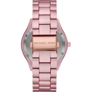 Michael Kors Slim Runway Pink Dial Pink Steel Strap Watch For Women - MK4456