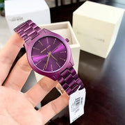 Michael Kors Slim Runway Quartz Purple Dial Purple Steel Strap Watch For Women - MK4507