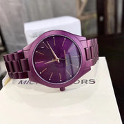 Michael Kors Slim Runway Quartz Purple Dial Purple Steel Strap Watch For Women - MK4507