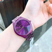 Michael Kors Slim Runway Quartz Purple Dial Purple Steel Strap Watch For Women - MK4507