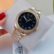 Michael Kors Tibby Multifunction Analog Black Dial Gold Steel Strap Watch for Women - MK4684