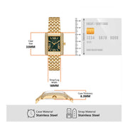 Michael Kors Emery Pave Analog Green Dial Gold Steel Strap Watch for Women - MK4742
