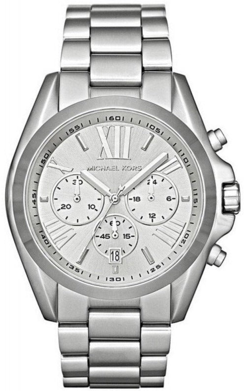 Michael Kors Bradshaw Chronograph Silver Dial Silver Steel Strap Watch for Men - MK5535