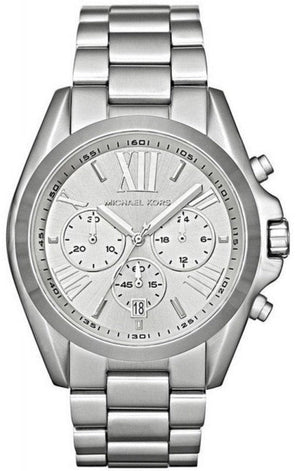 Michael Kors Bradshaw Chronograph Silver Dial Silver Steel Strap Watch for Men - MK5535