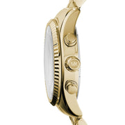 Michael Kors Lexington Chronograph Gold Dial Gold Steel Strap Watch for Women - MK5556