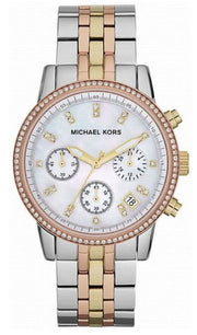 Michael Kors Ritz White Dial Two Tone Steel Strap Watch for Women - MK5650
