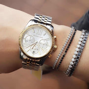 Michael Kors Lexington Chronograph Silver Dial Two Tone Steel Strap Watch for Women - MK5955