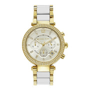 Michael Kors Parker White Dial Two Tone Steel Strap Watch for Women - MK6119