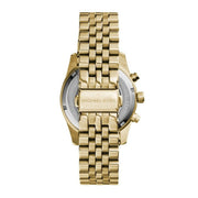 Michael Kors Lexington Chronograph Blue Dial Gold Steel Strap Watch For Women - MK6206