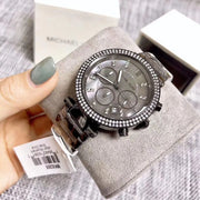 Michael Kors Parker Chronograph Grey Dial Grey Steel Strap Watch For Women - MK6265