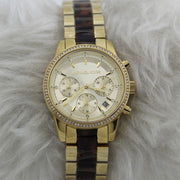 Michael Kors Ritz Chronograph Gold Dial Two Tone Steel Strap Watch for Women - MK6322