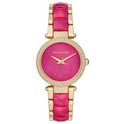 Michael Kors Parker Pink Mother of Pearl Dial Two Tone Steel Strap Watch for Women - MK6490
