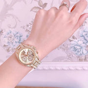 Michael Kors Mini Bradshaw Crystals Gold Dial Gold Steel Strap Watch For Women - MK6494
