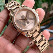 Michael Kors Bradshaw Quartz Rose Gold Dial Rose Gold Steel Strap Watc