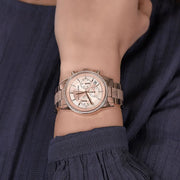 Michael Kors Ritz Chronograph Rose Gold Dial Rose Gold Steel Strap Watch For Women - MK6598