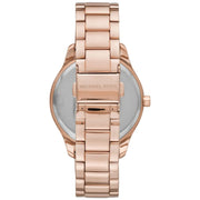 Michael Kors Layton Three Hand Pink Dial Rose Gold Steel Strap Watch For Women - MK6848