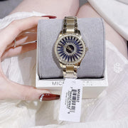Michael Kors Layton Quartz Black Dial Gold Steel Strap Watch For Women - MK6892