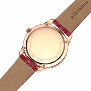 Michael Kors Runway Three-Hand Quartz Red Dial Red Leather Strap Watch For Women - MK7179