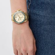 Michael Kors Everest Chronograph Gold Dial Gold Steel Strap Watch For Women - MK7210