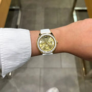 Michael Kors Jessa Quartz Gold Dial White Silicone Strap Watch For Women - MK7267