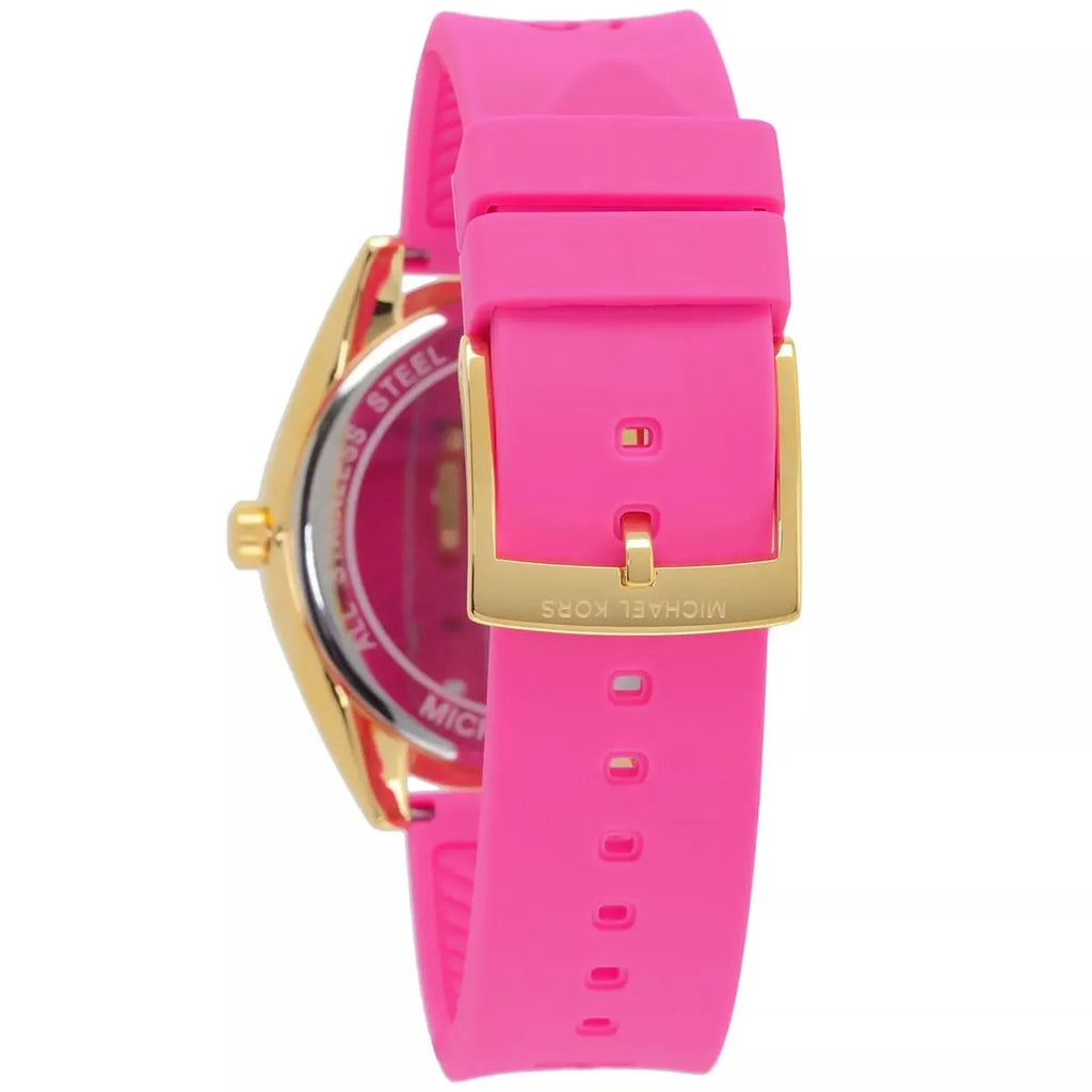 Michael Kors Janelle Quartz Pink Dial Pink Rubber Strap Watch For