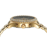 Michael Kors Berkley Chronograph Black Dial Gold Steel Strap Watch For Women - MK7414