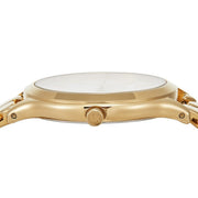 Michael Kors Runway Three-Hand White Dial Gold Steel Strap Watch for Women - MK7472