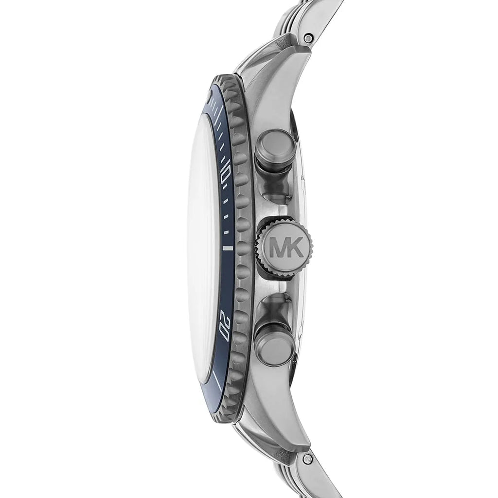 Michael Kors Bayville Chronograph Blue Dial Grey Steel Strap Watch