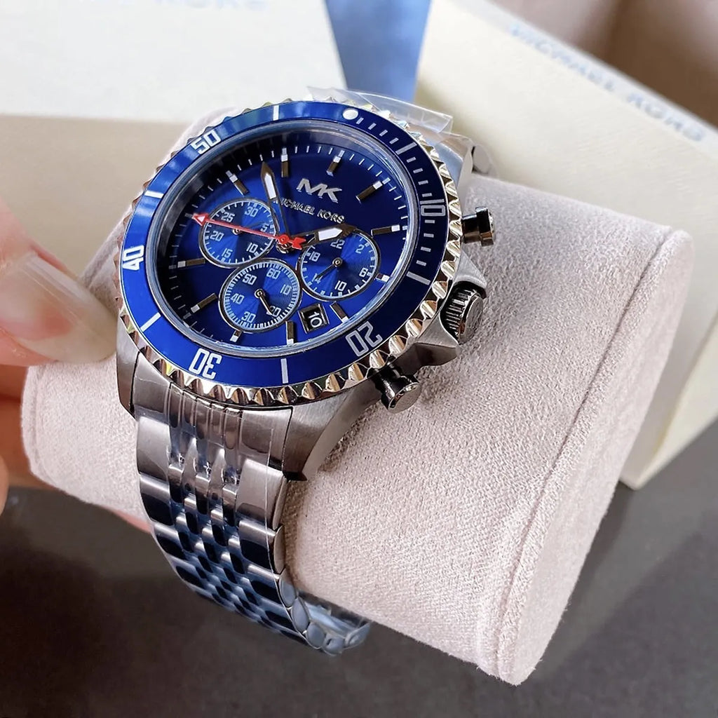 Michael Kors Bayville Chronograph Black Dial Silver Steel Strap