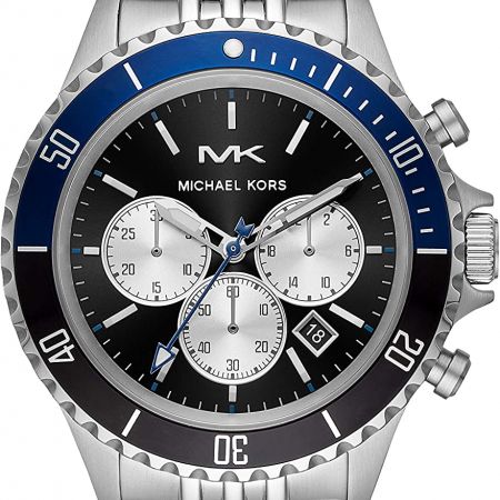 Michael Kors Bayville Chronograph Black Dial Silver Steel Strap