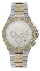 Michael Kors Lennox Pave Crystals Chronograph White Dial Two Tone