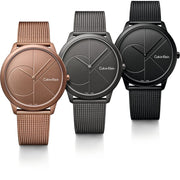 Calvin Klein Minimal Quartz Pink Gold Dial Pink Gold Mesh Bracelet Watch for Men - K3M11TFK