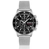 Hugo Boss Admiral Chronograph Black Dial Silver Mesh Bracelet Watch for Men - 1513904