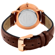 Daniel Wellington Petite St Mawes Black Dial Brown Leather Strap Watch For Women - DW00100169