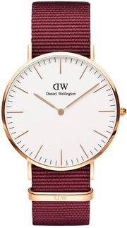 Daniel Wellington Classic Roselyn White Dial Maroon Nylon Strap Watch For Women - DW00100267