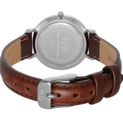 Daniel Wellington Classic Petite St Mawes Black Dial Brown Leather Strap Watch For Women - DW00100237