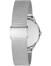 Calvin Klein Firm Black Dial Silver Mesh Bracelet Watch for Women - K3N23121