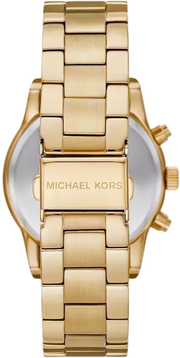 Michael Kors Ritz Chronograph Gold Dial Gold Steel Strap Watch For Women - MK7310