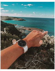 Daniel Wellington Classic Dover Black Dial White Nylon Strap Watch For Women - DW00100310