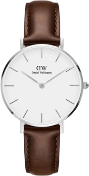Daniel Wellington Classic Petite White Dial Brown Leather Strap Watch For Women - DW00100239