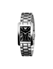 Emporio Armani Classic Black Dial Silver Stainless Steel Watch For Women - AR0157