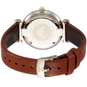 Emporio Armani Gianni T Bar Quartz Pink Mother of Pearl Dial Brown Leather Strap Watch For Women - AR1960