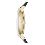 Marc Jacobs Baker Gold Dial Black Leather Strap Watch for Women - MBM1399