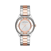 Marc Jacobs Tether Transparent White Dial Two Tone Steel Strap Watch for Women - MBM3436