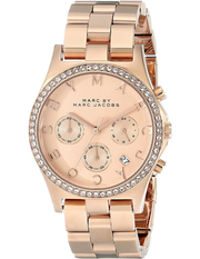 Marc Jacobs Henry Chronograph Rose Gold Dial Rose Gold Steel Strap Watch for Women - MBM3118