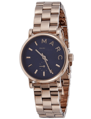 Marc Jacobs Baker Navy Blue Dial Rose Gold Steel Strap Watch for Women - MBM3332