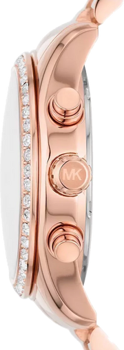 Michael Kors Lexington Chronograph Rose Gold Dial Rose Gold Steel Strap Watch for Women - MK7242