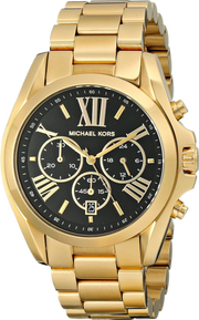 Michael Kors Bradshaw Black Dial Gold Steel Strap Watch for Women - MK5739