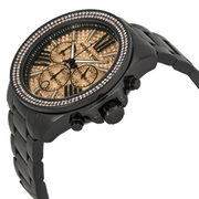 Michael Kors Wren Chronograph Gold Dial Black Steel Strap Watch for Women - MK5961